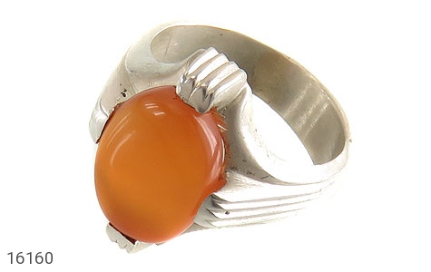 انگشتر نقره عقیق یمنی زرد پرتقالی مردانه دست ساز [شرف الشمس] - 16160